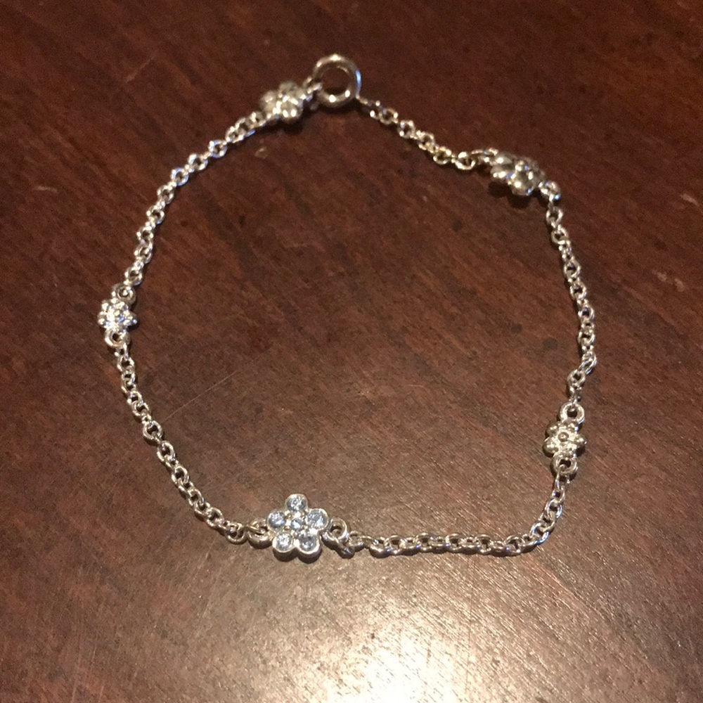 Silvertone Floral Gem Bracelet